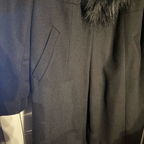 Torrid Black Woolen Faux Fur Collar Winter Coat Black (fur removable) - Picture 7 of 12